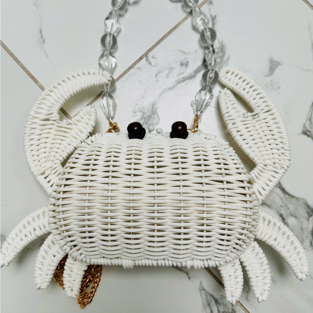 Viral TikTok White Woven Crab Handbag NWT